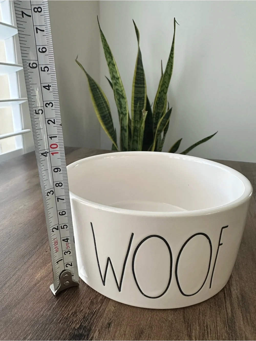 Rae Dunn “WOOF” Large Ceramic Dog Bowl Artisan Collection White Food Water Dish